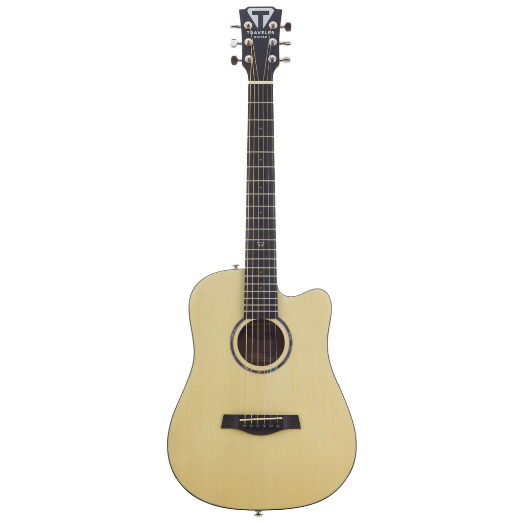 Traveler Guitar Redlands Mini Acoustic Guitar (Spruce) front closeup