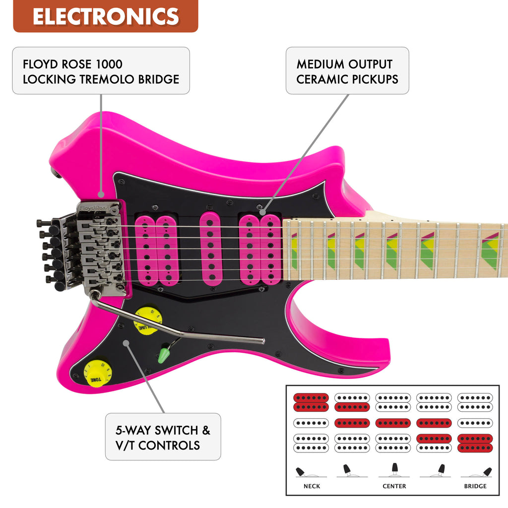 Vaibrant Deluxe V88X Electric Guitar (Hot Pink) feature 3