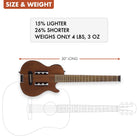 The Traveler Guitar® Escape Mark III Acoustic guitar is 15% shorter and 26% lighter than a standard acoustic guitar.

