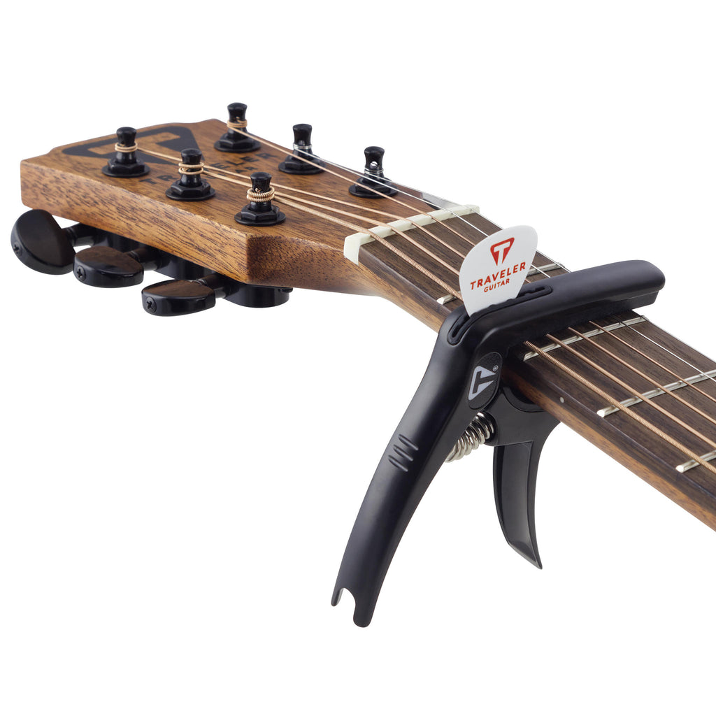 Universal Capo with Pick Holder, Bridge Pin Puller, & Gig Bag-Traveler Guitar®