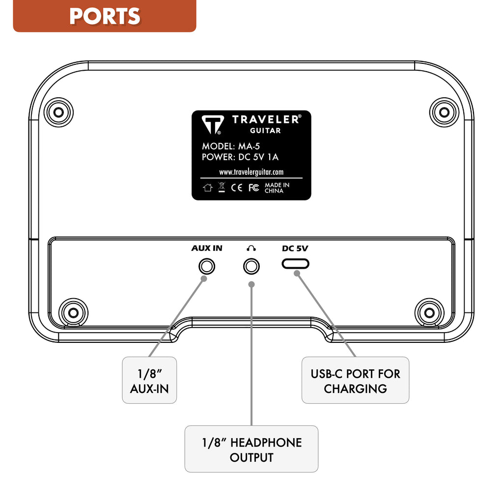Traveler Guitar MA-5 Micro Battery-Powered Combo Amp With Bluetooth (Black)-Traveler Guitar®