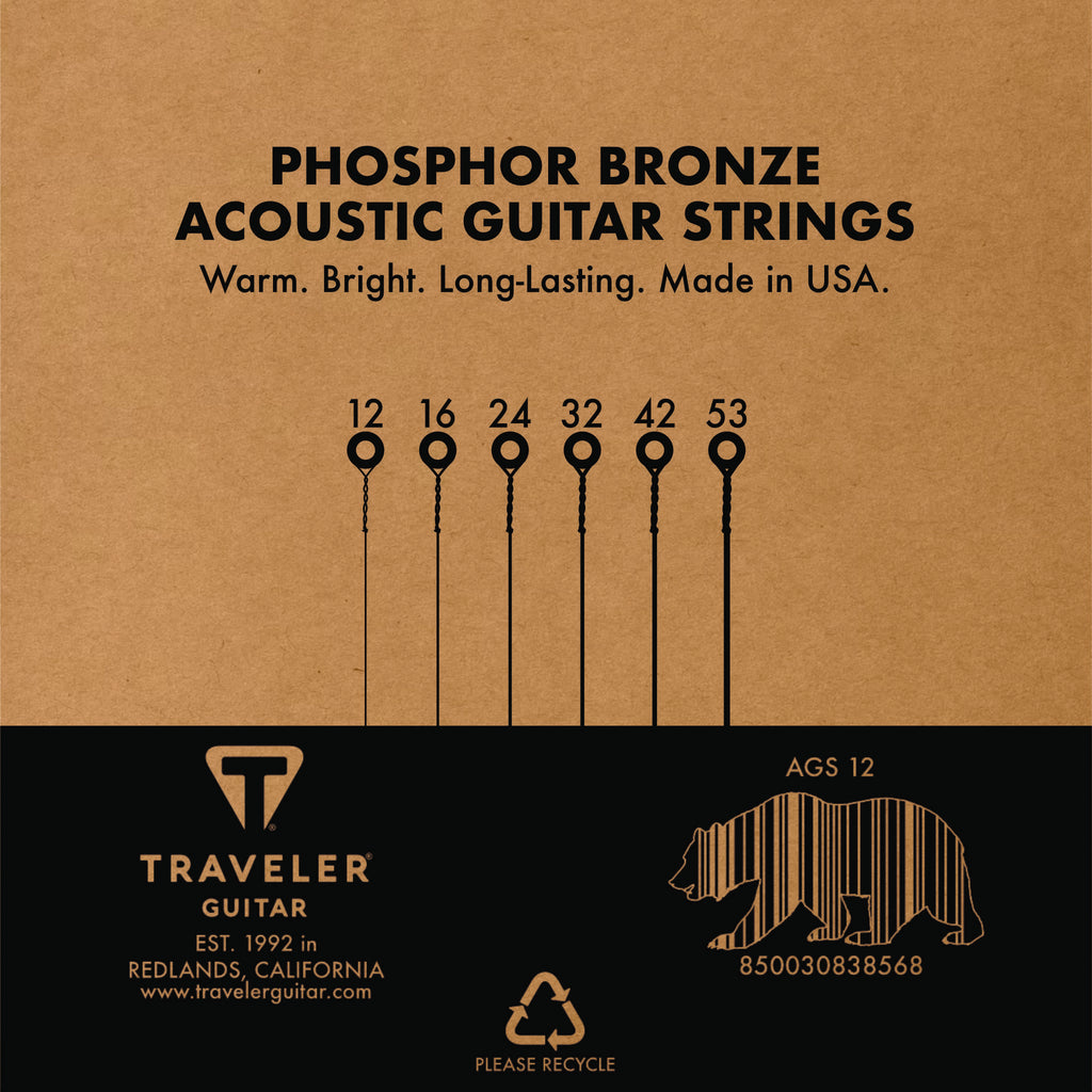 Phosphor Bronze Light Acoustic Guitar Strings-Traveler Guitar®