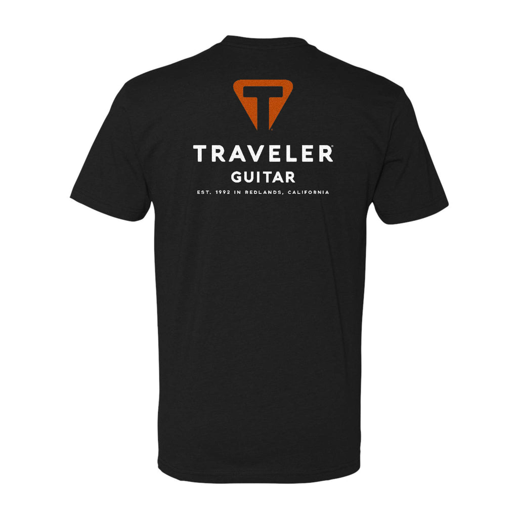 Traveler Guitar Origin Logo Tee (Back Logo, Black)-Small-Traveler Guitar®