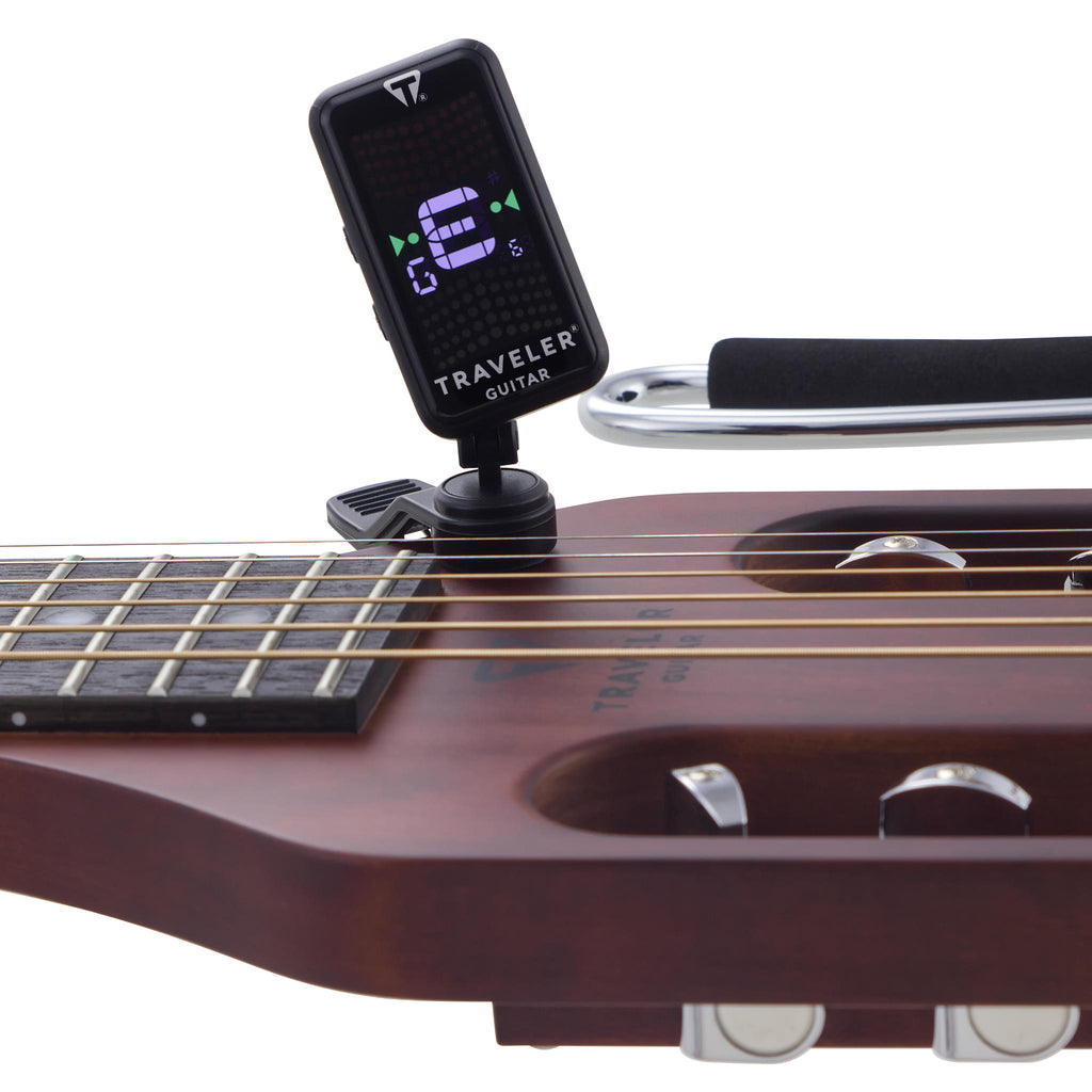 Traveler Guitar Clip-On Tuner clipped on Ultra-Light Acoustic