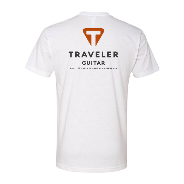 Traveler Guitar Origin Logo Tee (Back Logo, White)-Small-Traveler Guitar®