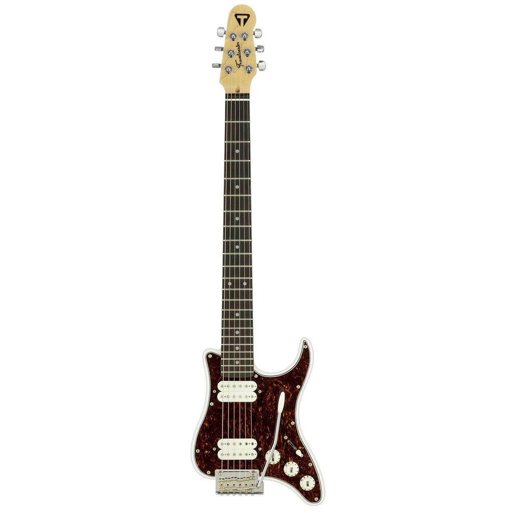 Travelcaster Deluxe Electric Guitar (White/ Tortoise) front
