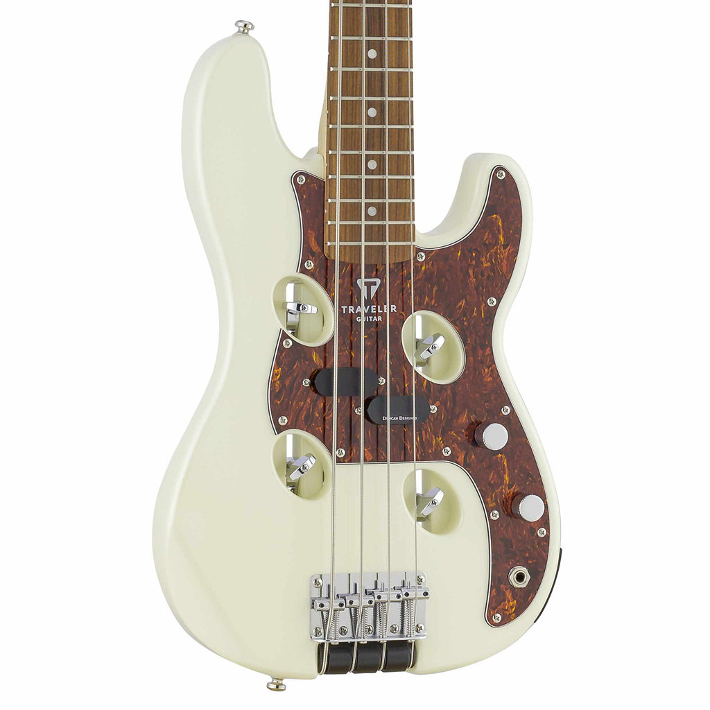 TB-4P Bass Electric Travel Bass (Pearl White) front detail
