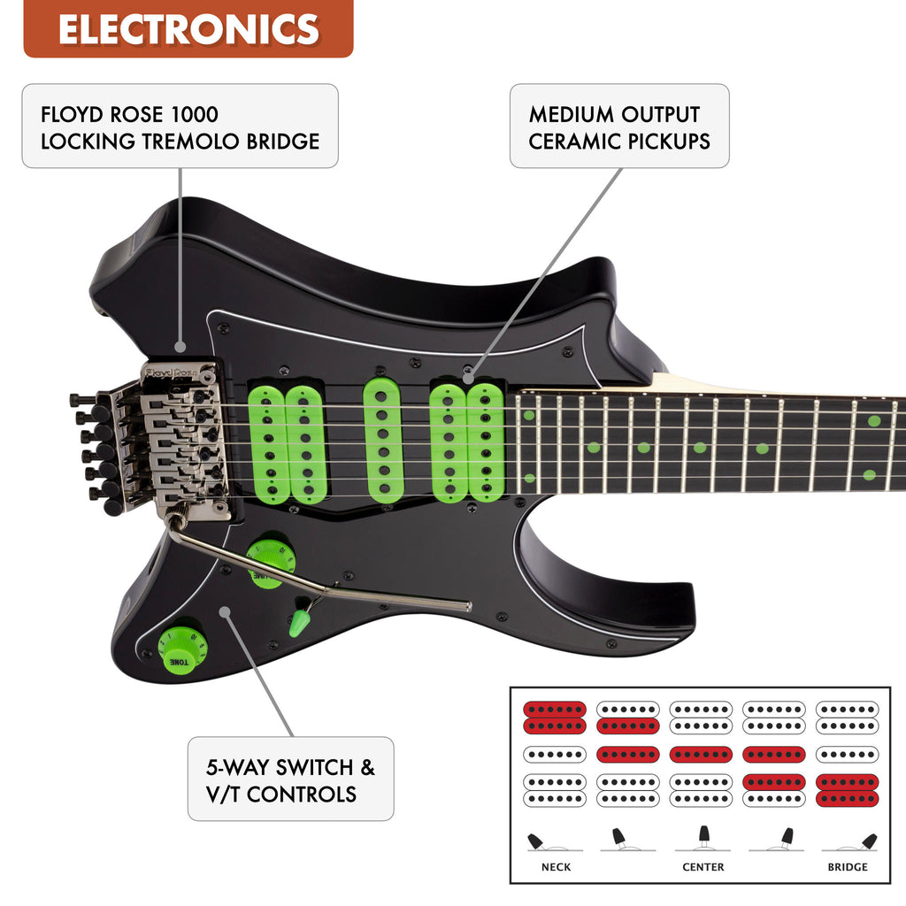 Vaibrant Deluxe V88X Electric Guitar (Cosmic Black) feature 3
